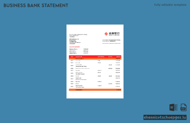 Beispielansicht eines Geschäftsberichts der Bank of Chengdu (Word- und PDF-Format)